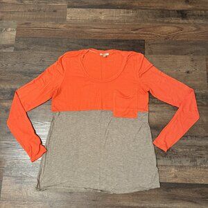 Bordeaux Lightweight Orange/Heather Pocket Tee Size M